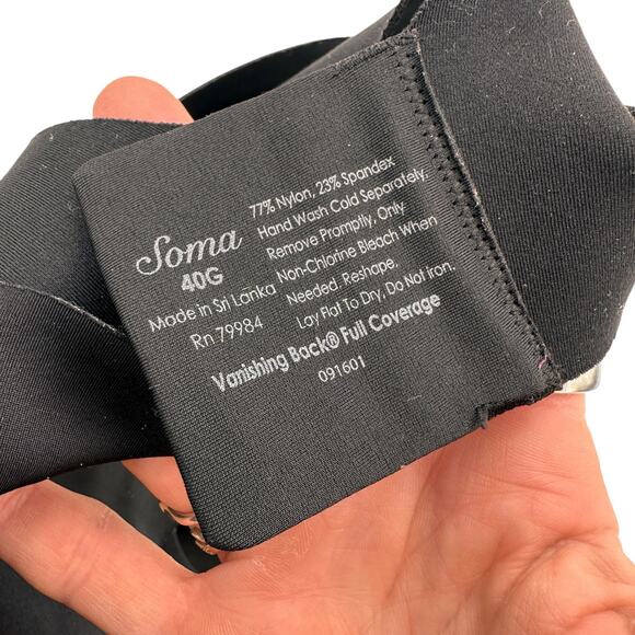 Soma Vanishing Back Full Coverage Black Bra Size 40G - Picture 6 of 6